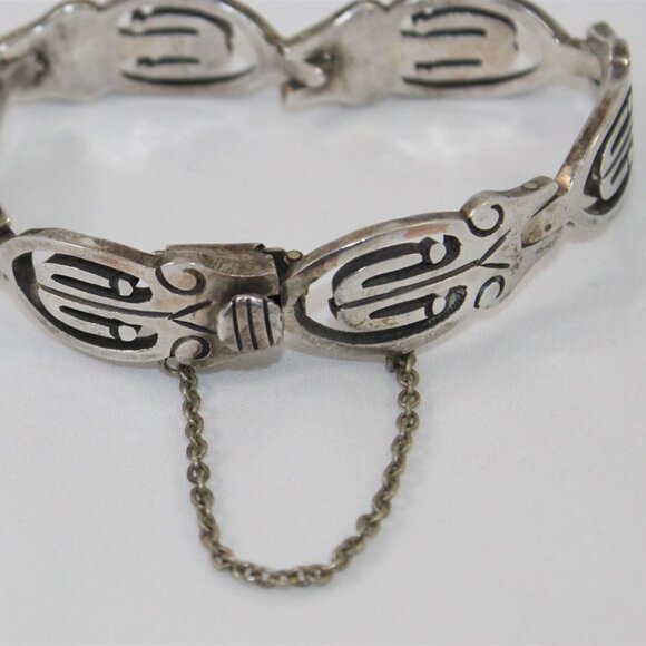 Vintage Taxco Mexico J Sotelo Sterling Silver 925 Link 6.7" Bracelet weighs 38.1 - Picture 2 of 6